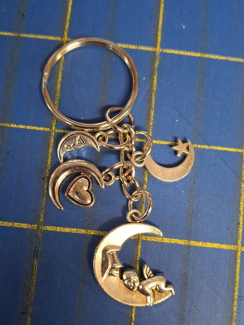 Stars Moons Cherub Heart Silver Keyring Purse Charm